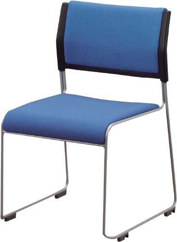 スタッキングチェア背座布張りライトブル１２脚セット