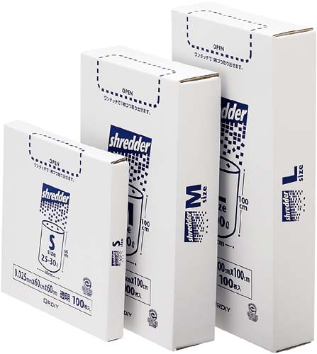 シュレッダー用ポリ袋　Ｌ　ＢＯＸ　透明　１００枚