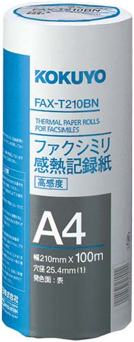ＦＡＸ感熱紙Ａ４　１００ｍ芯２５．４ｍｍ高感度６本