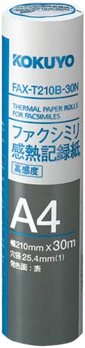 ＦＡＸ感熱記録紙Ａ４　３０ｍ　芯２５．４ｍｍ　６本