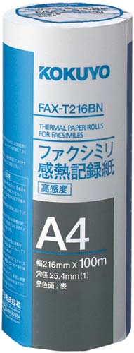 ＦＡＸ感熱紙幅２１６・芯２５．４ｍｍ　１００ｍ６本