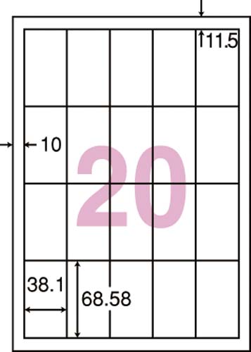 ｎａｎａラベルシンプルパック２０面四辺余白５００枚