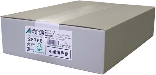 ＰＰＣラベル　Ａ４　４面　５００枚