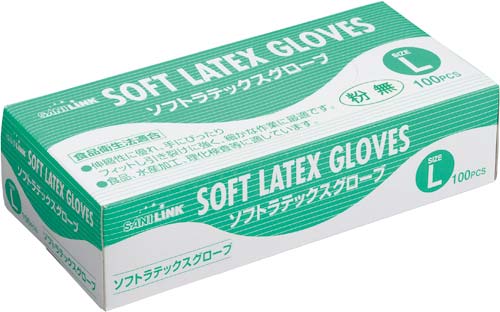 サニリンク　ラテックス手袋　粉無　Ｌ　２０箱