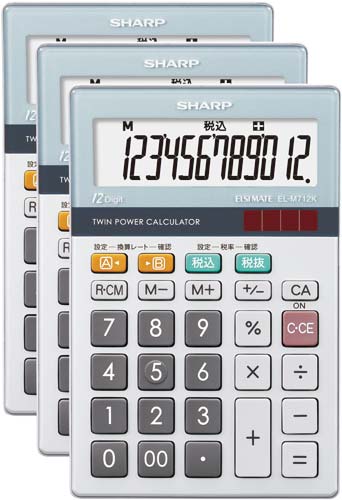 電卓　小型卓上タイプ　ＥＬ－Ｍ７１２Ｋ×３