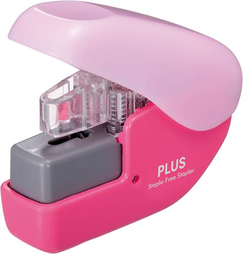 針なしホッチキス　ペーパークリンチミニ４枚とじ桃