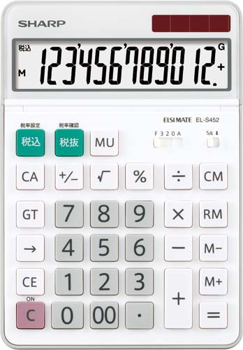 電卓　チルト　セミデスクサイズＥＬＳ４５２Ｘ　３個