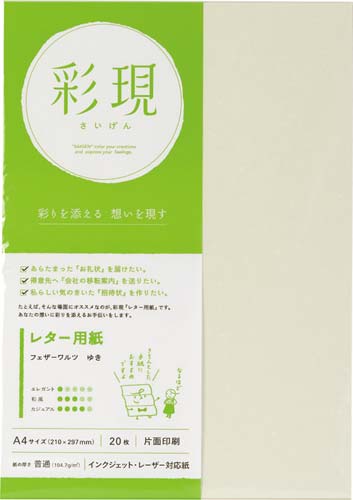 彩現レター用紙フェザーワルツ　ゆき１冊２０枚×１０