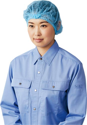 不織布使い捨てヘアキャップ　ブルー　１００枚入