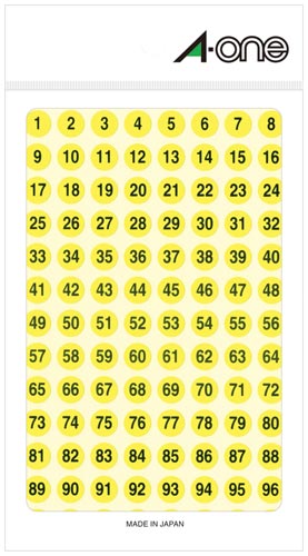 特殊ラベル　丸型　９ｍｍ径　数字　蛍光黄