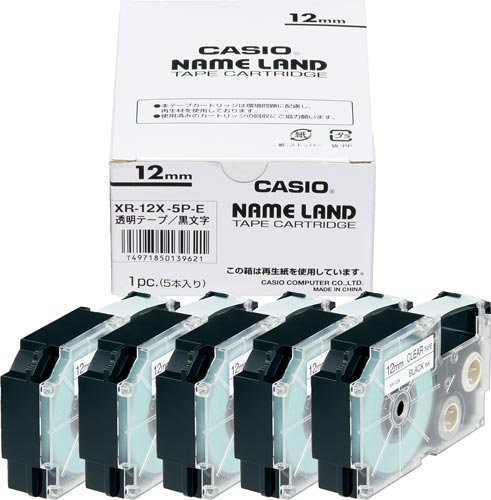 ネームランド　透明テープ　１２ｍｍ　黒文字　５個入