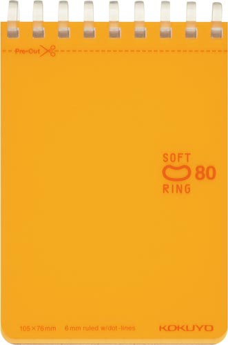 ソフトリングメモドット入Ｂ罫Ａ７　８０枚　橙１０冊