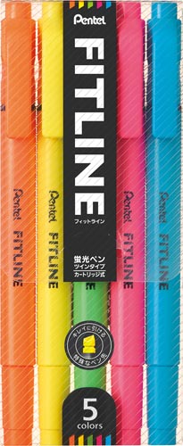 蛍光マーカー　フィットライン　ツイン　５色セット