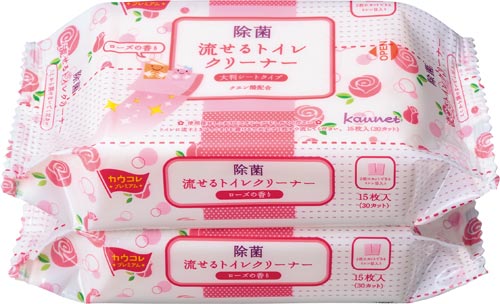 流せるトイレクリーナー大判　ローズ　２個入×４