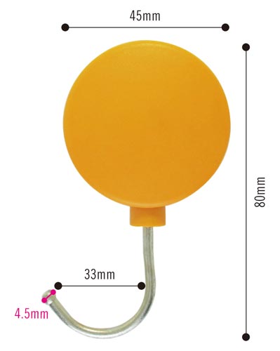 プラマグネットフック　中　橙　５個入