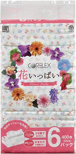 花いっぱいティシュー　２００組　６個入