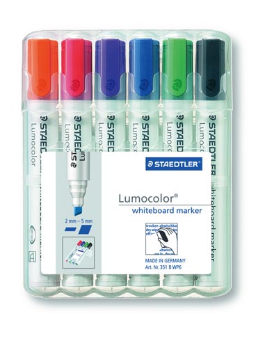 ホワイトボードマーカー　ルモカラー　角芯６色セット