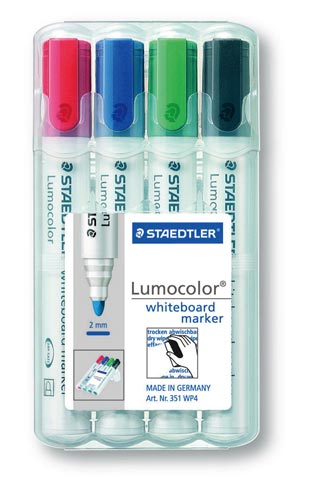 ホワイトボードマーカー　ルモカラー　丸芯４色セット