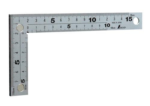 曲尺厚手広巾シルバー　１５ｃｍ　表裏同目　８段目盛