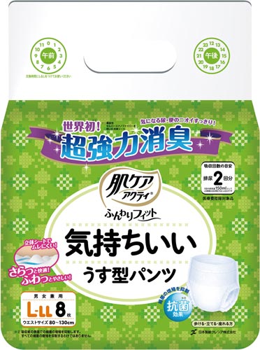 肌ケアアクティ　気持ちいい薄型パンツＬ－ＬＬ　１箱