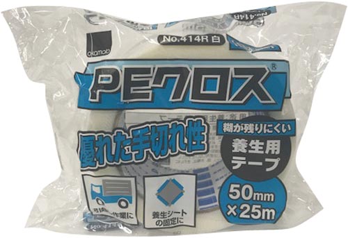 ＰＥクロス養生用ＮＯ．４１４Ｒ　白　５０ｍｍ幅