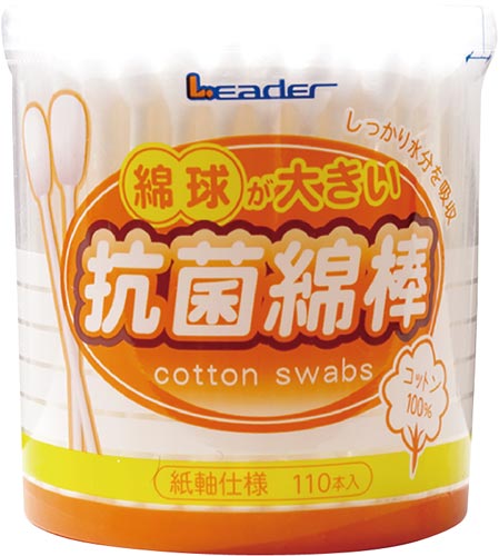 リーダー　綿球が大きい抗菌綿棒　１１０本入×１０
