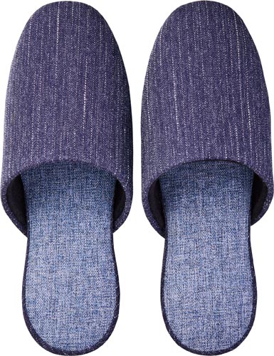 ステッチ柄ツートンスリッパ　ダークブルー×５