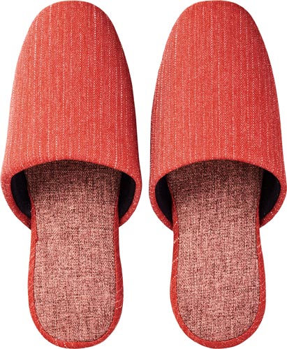 ステッチ柄ツートンスリッパ　ダークオレンジ×５