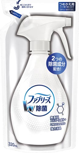 ファブリーズＷ除菌無香料　詰替３２０ｍｌ×５