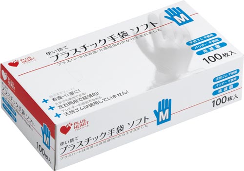 プラスチック手袋　ソフトＰＦ　Ｍ　１００枚入