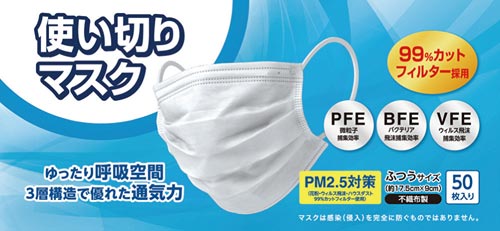 使い切りマスクレギュラーサイズ５０枚入り