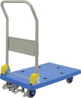 小型静音樹脂台車（ハンドル折畳式）フットブレーキ付