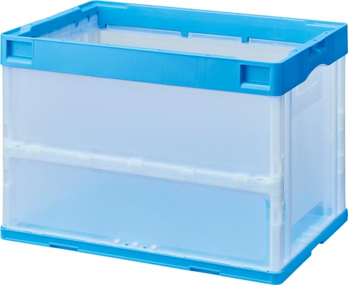 折りたたみコンテナ　ブルー　フタなし　６０Ｌ×１５