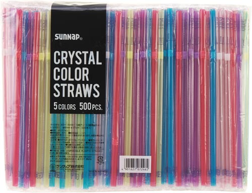 クリスタルカラーストロー（５色アソート）５００本入