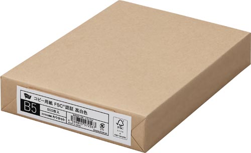 ＦＳＣ（Ｒ）認証　コピー用紙　高白色　Ｂ５　３冊