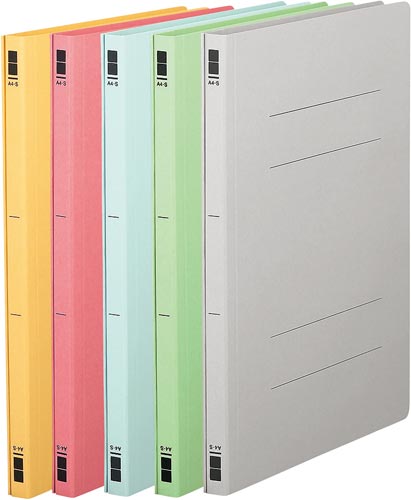 フラットファイル樹脂とじ具　Ａ４縦　５色×２０冊