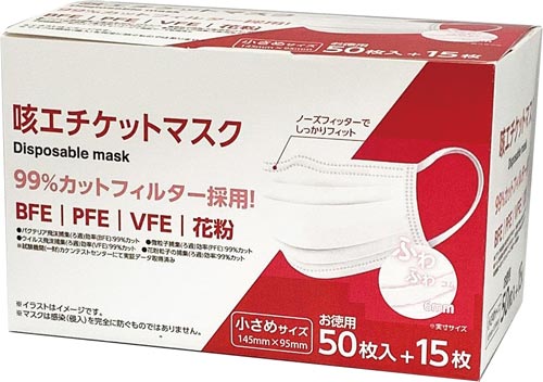 咳エチケットマスク　小さめ　６５枚×５０