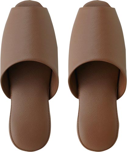 抗菌多機能ビニールスリッパ　前あき　ブラウン