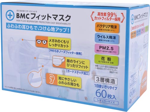 ＢＭＣフィットマスク　レギュラー　６０枚×１０