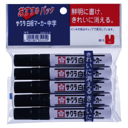 白板マーカー中字用　黒５本セット