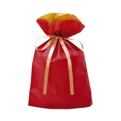 巾着袋　レッド　３１０×４３０＋１２０　１Ｐ