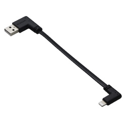 ｉＰｈｏｎｅ充電ケーブル　０．１ｍ　Ｌ字　黒