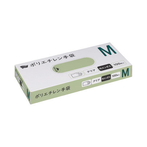 ポリエチレン手袋　内エンボスＭ１００枚クリア×５
