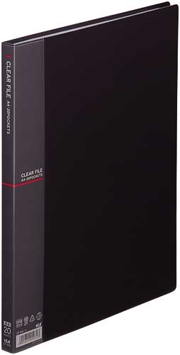 クリアファイルＡ４縦２０ポケットダークグレー１０冊