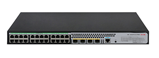 H3C S5024PV5-EI-HPWR L2 Ethernet Switch with 24*10/100/1000BASE-T PoE+ Ports (AC 370W) and 4*1000BASE-X SFP Ports、(AC)