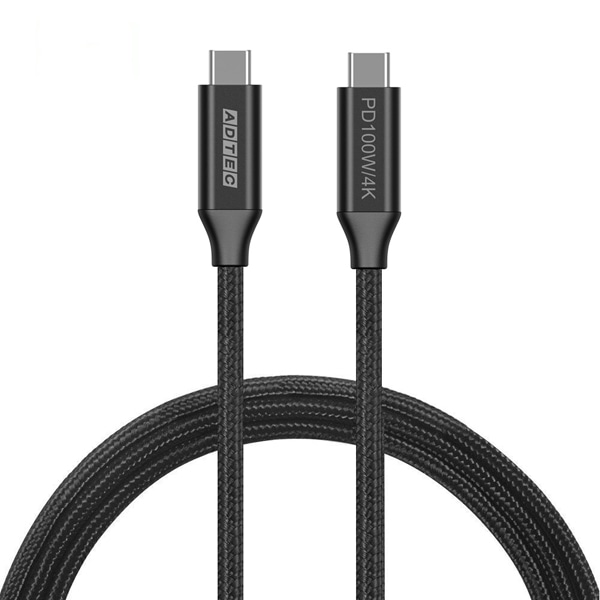 USB Type-C to C ケーブル (4K・100W出力 / 10Gbps / 1.0m) ブラック