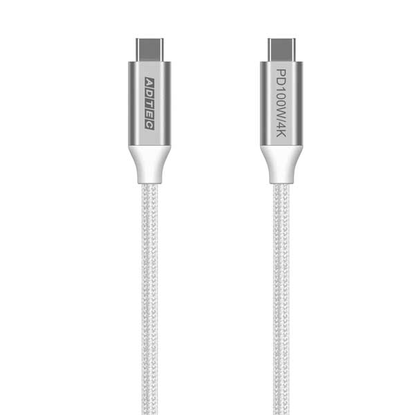 USB Type-C to C ケーブル (4K・100W出力 / 10Gbps / 1.5m) ホワイト