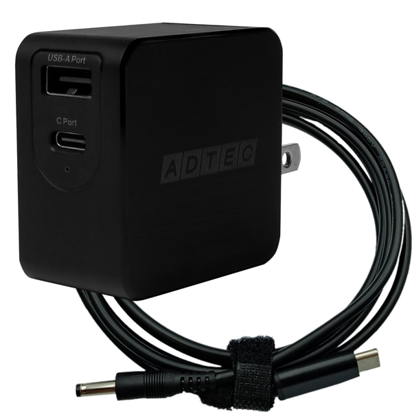 Power Delivery対応 GaN AC充電器/65W/USB Type-A 1ポート Type-C 1ポート/ブラック & dynabook K50/K60用充電ケーブルセット