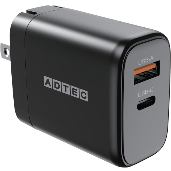 Power Delivery対応 GaN AC充電器/65W/USB Type-A 1ポート/Type-C 1ポート/ブラック