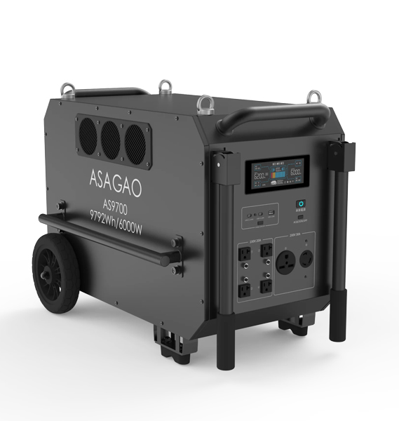 ASAGAO 大型ポータブル電源 AS9700 超大容量9792Wh 超大出力定格6000W 100V200V同時対応 約2.5時間の高速充電可能 安全性に優れたリン酸鉄リチウムイオン電池採用